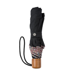Paul Smith Telescopic Umbrella With Signature Stripe Trims Black - Parasol Store