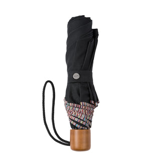 Paul Smith Telescopic Umbrella With Signature Stripe Trims Black - Parasol Store