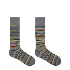 Paul Smith Tonal Stripe Cotton-Blend Pique Socks Grey - Parasol Store