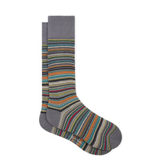 Paul Smith Tonal Stripe Cotton-Blend Pique Socks Grey - Parasol Store