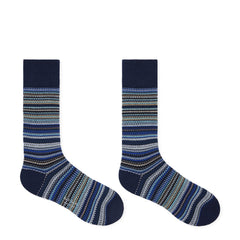 Paul Smith Tonal Stripe Cotton-Blend Pique Socks Navy - Parasol Store