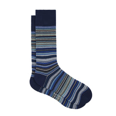 Paul Smith Tonal Stripe Cotton-Blend Pique Socks Navy - Parasol Store