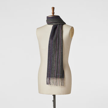 Paul Smith Tonal Stripe Lambswool Scarf Grey