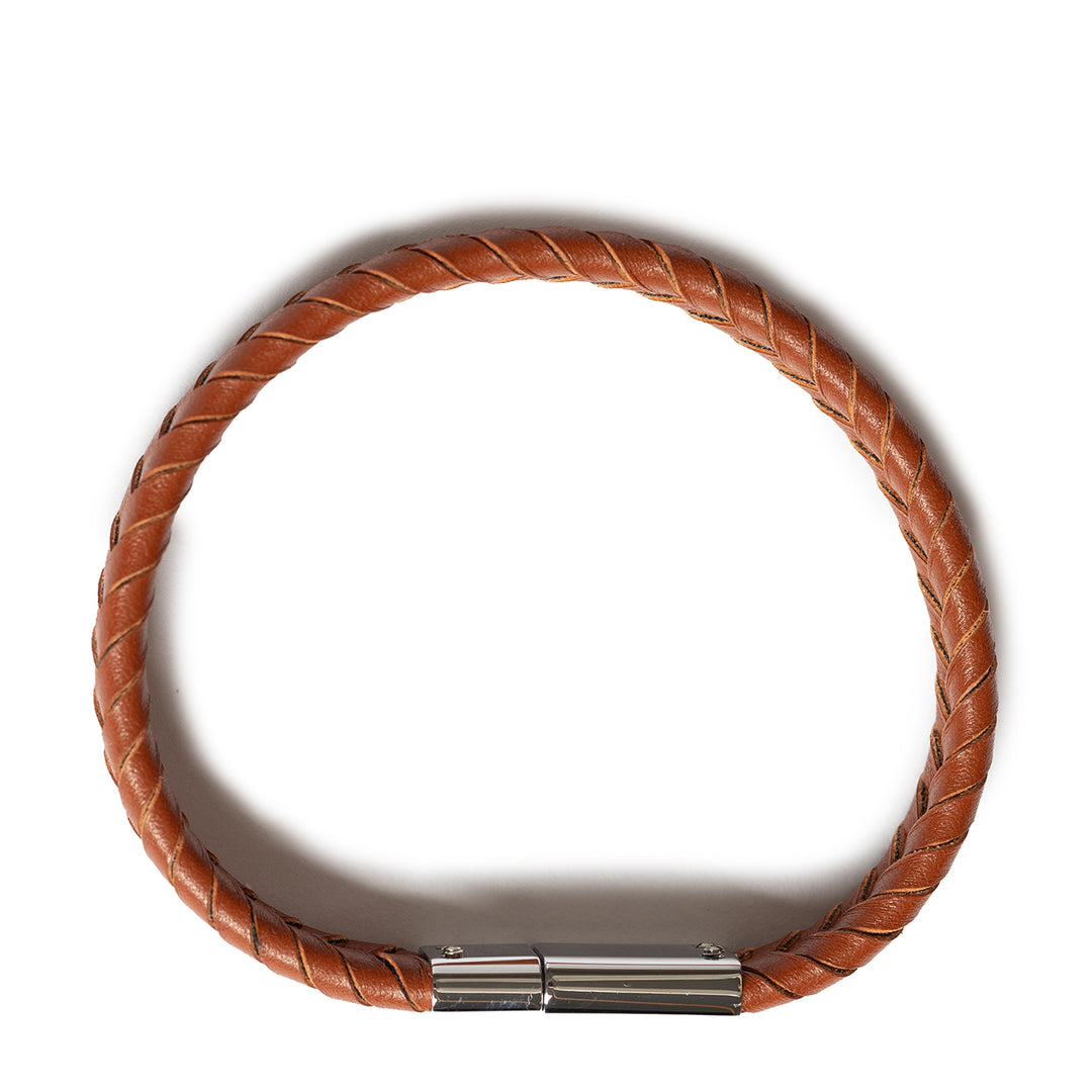 Paul Smith Two-Tone Braided Leather Bracelet Hazelnut - Parasol Store
