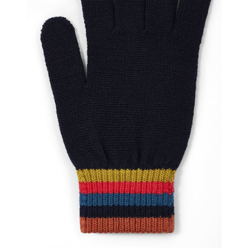 Paul Smith Merino Wool Artist Stripe Gloves Navy Blue