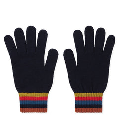 Paul Smith Merino Wool Artist Stripe Gloves Navy Blue - Parasol Store