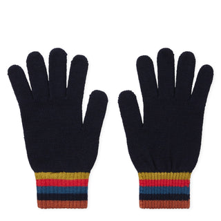 Paul Smith Merino Wool Artist Stripe Gloves Navy Blue