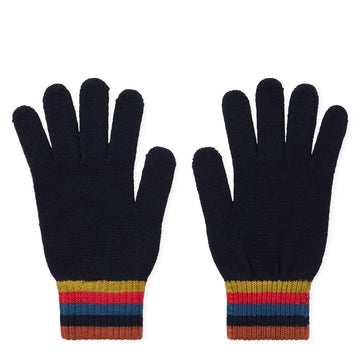 Paul Smith Merino Wool Artist Stripe Gloves Navy Blue