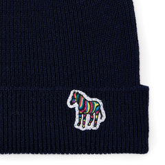 Paul Smith Zebra Beanie Hat Navy - Parasol Store