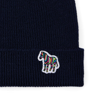 Paul Smith Zebra Beanie Hat Navy