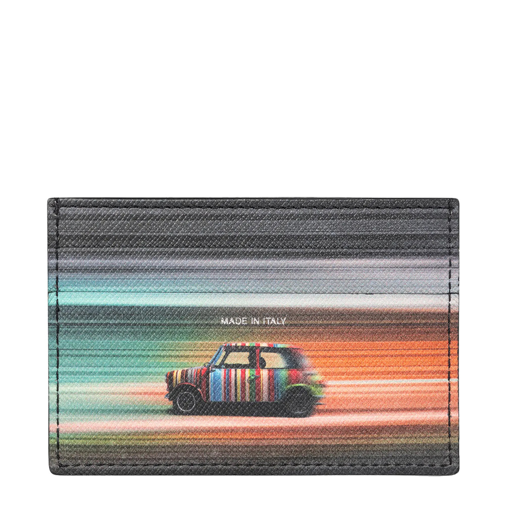 Paul Smith 'Mini Blur' Print Leather Card Holder Black - Parasol Store