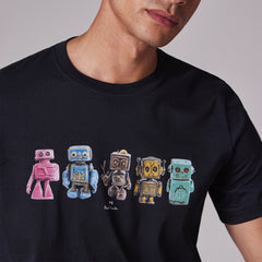 Paul Smith 'Robots' T-Shirt Navy Blue - Parasol Store