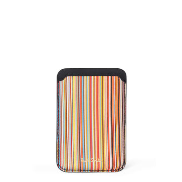 Paul Smith iPhone 15 Pro MagSafe Leather Signature Stripe Credit Card Case - Parasol Store