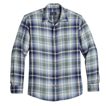 Pendleton Dawson LS Linen Shirt Light Green / Denim Plaid Pendleton