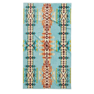 Pendleton Oversized Jacquard Spa Towel Highland Peak Aqua - Parasol Store