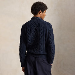 Polo Ralph Lauren Aran-Knit Wool Alpaca Sweater Glaucus Navy Heather