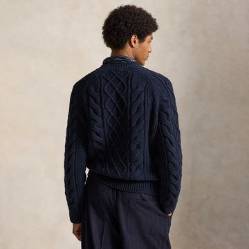 Polo Ralph Lauren Aran-Knit Wool Alpaca Sweater Glaucus Navy Heather