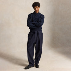 Polo Ralph Lauren Aran-Knit Wool Alpaca Sweater Glaucus Navy Heather