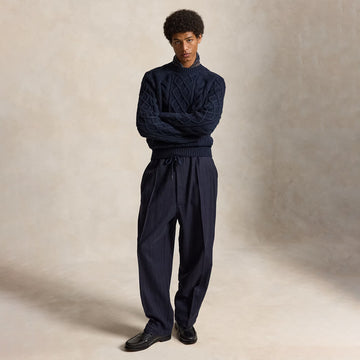 Polo Ralph Lauren Aran-Knit Wool Alpaca Sweater Glaucus Navy Heather
