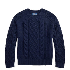 Polo Ralph Lauren Aran-Knit Wool Alpaca Sweater Glaucus Navy Heather