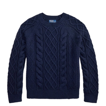 Polo Ralph Lauren Aran-Knit Wool Alpaca Sweater Glaucus Navy Heather