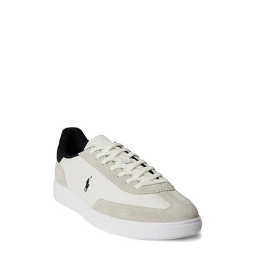 Polo Ralph Lauren Bedford Leather Suede Trainer Deckwash White / Black - Parasol Store
