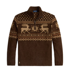Polo Ralph Lauren Brushed Fleece Quarter-Zip Pullover Cascadia Fairisle - Parasol Store