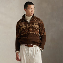 Polo Ralph Lauren Brushed Fleece Quarter-Zip Pullover Cascadia Fairisle - Parasol Store