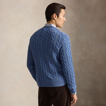 Polo Ralph Lauren Cable-Knit Cotton Jumper Blue Borage Heather