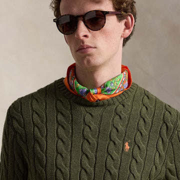 Polo Ralph Lauren Cable-Knit Cotton Jumper Garden Trail Heather