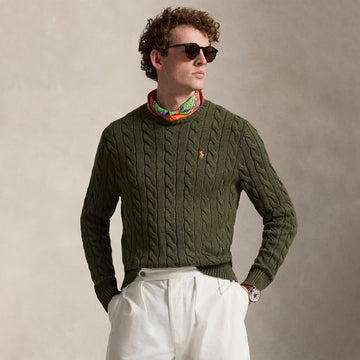 Polo Ralph Lauren Cable-Knit Cotton Jumper Garden Trail Heather