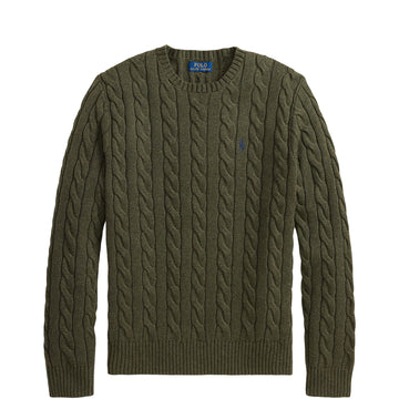 Polo Ralph Lauren Cable-Knit Cotton Jumper Olive Shrub Heather