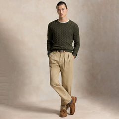 Polo Ralph Lauren Cable-Knit Cotton Jumper Olive Shrub Heather