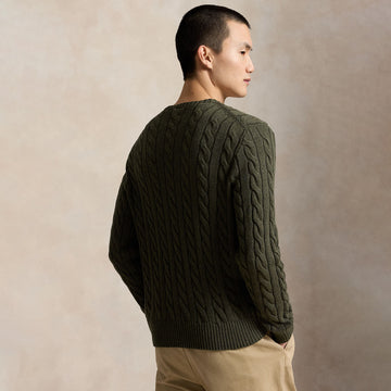 Polo Ralph Lauren Cable-Knit Cotton Jumper Olive Shrub Heather