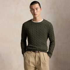 Polo Ralph Lauren Cable-Knit Cotton Jumper Olive Shrub Heather