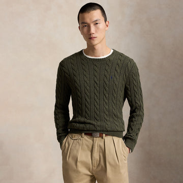 Polo Ralph Lauren Cable-Knit Cotton Jumper Olive Shrub Heather