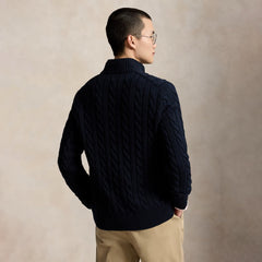 Polo Ralph Lauren Cable-Knit Cotton Quarter-Zip Jumper Hunter Navy