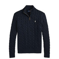 Polo Ralph Lauren Cable-Knit Cotton Quarter-Zip Jumper Hunter Navy