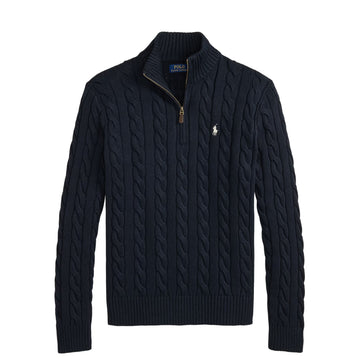 Polo Ralph Lauren Cable-Knit Cotton Quarter-Zip Jumper Hunter Navy