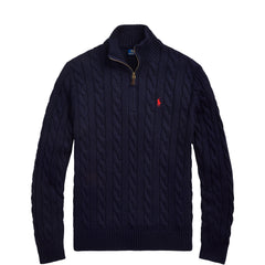 Polo Ralph Lauren Cable-Knit Cotton Quarter-Zip Jumper Hunter Navy
