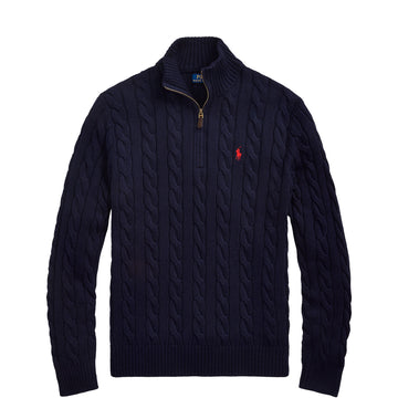 Polo Ralph Lauren Cable-Knit Cotton Quarter-Zip Jumper Hunter Navy