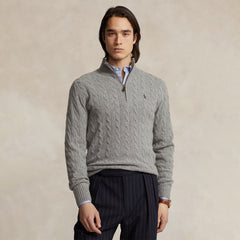 Polo Ralph Lauren Cable-Knit Wool-Cashmere Sweater Fawn Grey Heather - Parasol Store