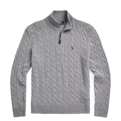 Polo Ralph Lauren Cable-Knit Wool-Cashmere Sweater Fawn Grey Heather - Parasol Store