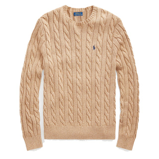 Polo Ralph Lauren Cable Knit Cotton Jumper Camel Melange - Parasol Store