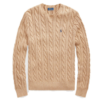 Polo Ralph Lauren Cable Knit Cotton Jumper Camel Melange - Parasol Store
