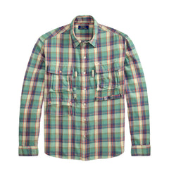 Polo Ralph Lauren Classic Fit Plaid Brushed Flannel Shirt Green / Pink Multi