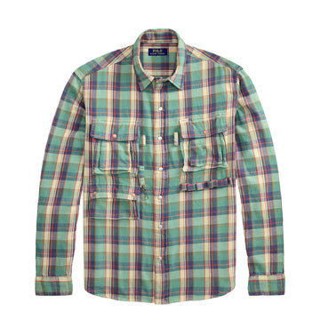 Polo Ralph Lauren Classic Fit Plaid Brushed Flannel Shirt Green / Pink Multi
