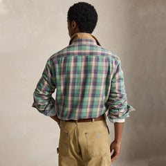 Polo Ralph Lauren Classic Fit Plaid Brushed Flannel Shirt Green / Pink Multi