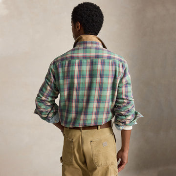Polo Ralph Lauren Classic Fit Plaid Brushed Flannel Shirt Green / Pink Multi