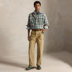 Polo Ralph Lauren Classic Fit Plaid Brushed Flannel Shirt Green / Pink Multi